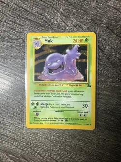 Pokemon TCG Muk Holo Rare Card 13/62 Fossil Moderately Played - Image 1