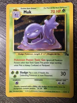 Pokemon TCG Muk Holo Rare Card 13/62 Fossil Moderately Played - Image 2