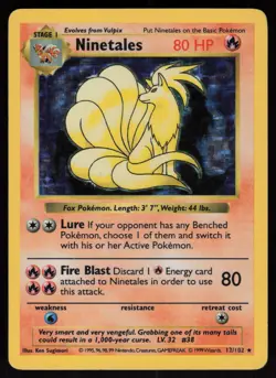Ninetales 12/102 Shadowless Holo Rare Base Set Pokemon - Image 1