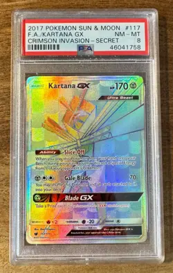 2017 POKEMON SUN & MOON CRIMSON INVASION #106 FULL ART/KARTANA GX PSA 8 - Image 1