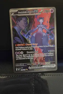 Pokemon Team Rocket's Mewtwo EX Full Art Holo Rare Psychic 231/182 280 HP - Image 2