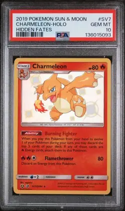 2019 POKEMON SUN & MOON HIDDEN FATES SV7 CHARMELEON-HOLO PSA 10 SHINY - Image 1