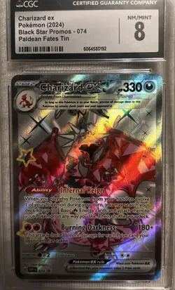 2024 POKEMON SVP EN-SV BLACK STAR PROMO PALDEAN FATES TIN CHARIZARD EX PSA 8 - Image 1