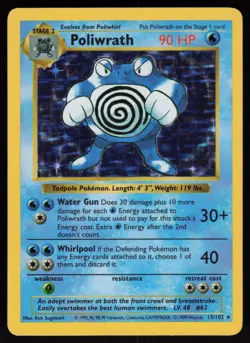 Poliwrath 13/102 Rare Shadowless Holo Base Set Pokemon - Image 1