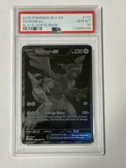 Pokemon 2025 Zekrom ex 172/086 Black White Rare Black Bolt GEM MINT PSA 10 - Image 1