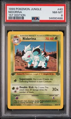 Nidorina 1st Ed PSA 8 Jungle Uncommon #40/64 Pokemon 1999 - Image 1
