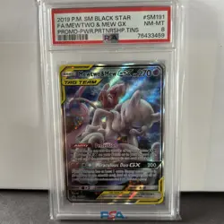 Pokemon 2019 Mewtwo & Mew Gx Psa 8 Black Star Full Art Promo - Image 1