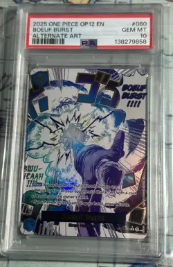 2025 ONE PIECE OP12-LEGACY OF THE MASTER ALTERNATE ART #060 BOEUF BURST PSA 10 - Image 1