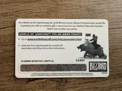 WoW BlizzCon 2008 World Of Warcraft Big Blizzard Bear In-game Mount Unused Card - Image 2