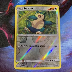 Snorlax REVERSE HOLO RARE card 50/68 Sun & Moon Hidden Fates 2019 Pokemon TCG - Image 1