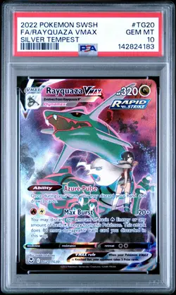 2022 POKEMON SWORD & SHIELD SILVER TEMPEST #TG20 FULL ART/RAYQUAZA VMAX PSA 10 - Image 1