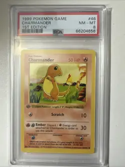 Pokemon PSA 8 1st Episode Charmander 046/102 Base Set (Shadowless) - Image 1