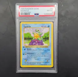 1999 Pokemon TCG Base Set Shadowless Squirtle 1st Edition PSA 8 63/102 - Image 1