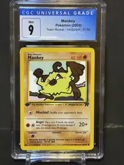 2000 Pokemon Team Rocket 1ST EDITION MANKEY 61/82 CGC 9 Mint - Image 1