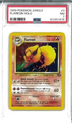 PSA 7 Flareon - 3/64 - Holo Rare - Unlimited Edition Graded Pokemon - Image 1