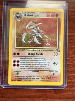 Pokemon Kabutops Fossil 9/62 60 HP Rare Holo Card Pokemon TCG Card Stock - Image 1