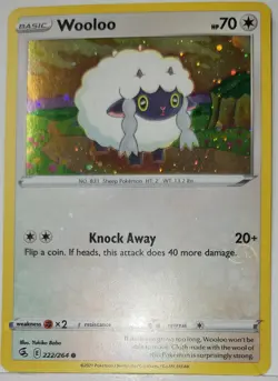 Pokemon TCG Wooloo 222/264 HD Swirl Cosmos Holo Bleed Error Rare 🌀✨ - Image 2