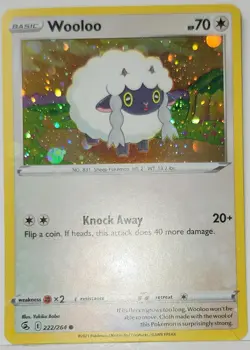 Pokemon TCG Wooloo 222/264 HD Swirl Cosmos Holo Bleed Error Rare 🌀✨ - Image 3