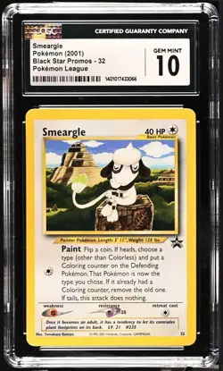 CGC 10 GEM MINT Smeargle 32 Black Star Promo Pokemon League 2001 BSP - Image 1
