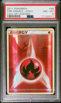 Fire Energy 89/95 Holo Pokemon Call of Legends PSA 8 - Image 1