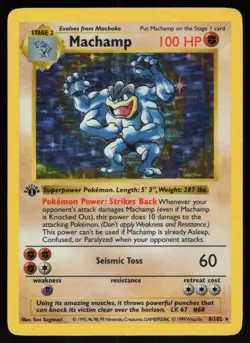 Machamp 8/102 Shadowless Holo Rare Base Set 1st Edition Pokemon - Image 1