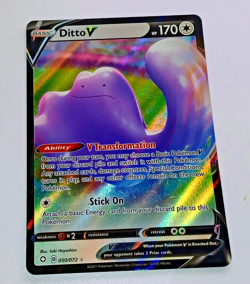 Pokemon TCG Ditto V 050/072 Shining Fates Half Art Ultra Rare Card - Image 1