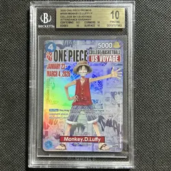 BGS 10 PRISTINE One Piece Card Monkey.D.Luffy US College Basketball Voyage Promo - Image 1