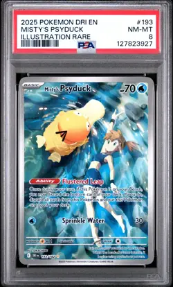 Pokemon TCG Misty's Psyduck Destined Rivals 193/182 PSA8 Near Mint Card Rare LP - Image 1