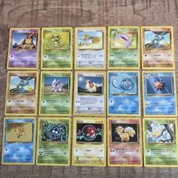 Pokemon TCG Base Set 15 Card Common Lot - All MP-LP Condition - Vintage 🔥 - Image 1