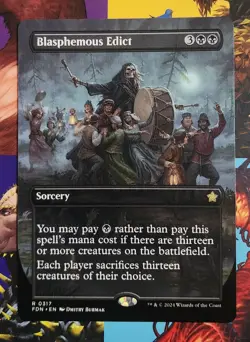 Mtg Foundations Blasphemous Edict Borderless NM - Image 1