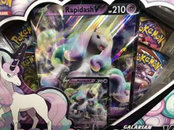 Pokemon TCG Galarian Rapidash V Collection Box - 4 Booster Packs.* Quick Ship * 820650808739 - Image 3