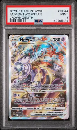 Pokemon Mewtwo VSTAR #GG44/GG70 PSA 9 MINT + Slab Case - Crown Zenith - Beckett - Image 1