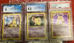 Pokemon German Base Set First Edition Abra, Kadabra, And Alakazam Graded - Image 1
