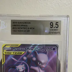2019 Pokemon Unified Minds #222/236 Mewtwo & Mew Gx Ultra Rare BGS 9.5 - Image 2
