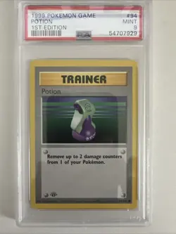 Pokemon 1st Edition PSA 9 Potion 094/102 Base Set (Shadowless) - Image 1