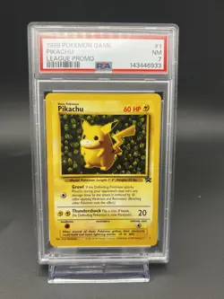 1999 Pokemon League Promo Black Star PIKACHU #1 PSA 7 NM - Image 1