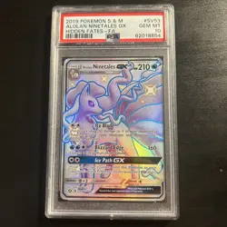 2019 POKEMON S&M HIDDEN FATES ALOLAN NINETALES GX FULL ART SHINY RARE PSA 10 - Image 1