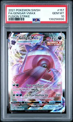 PSA GEM MT 10 - Fa/Gengar Vmax 157 Pokemon Sword & Shield Fusion Strike - Image 1