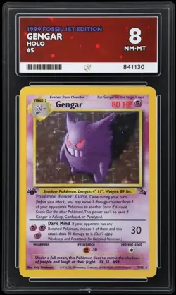 Ace 8 Gengar 1st Edition Holo Card Fossil 5/62 Graded Pokemon Card - Image 1