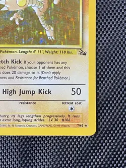 Pokemon TCG Hitmonlee 1999 Fossil Holo Card 7/62 Unlimited Holo Rare MP - Image 4