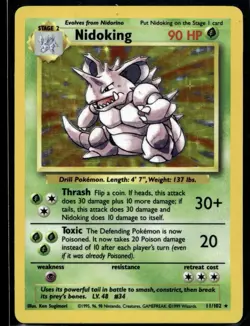 Pokemon TCG Nidoking Holo Rare Card Base Set 11/102 - Image 1