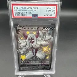 2021 POKEMON CARD GRIMMSNARL V #SV116 Full Art SHINING FATES GEM MINT PSA 10 - Image 1