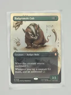 MTG Avatar: The Last Airbender Badgermole Cub (Borderless Foil) - Image 1