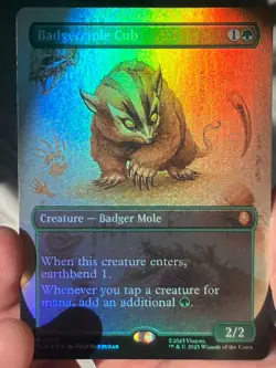 MTG Avatar: The Last Airbender Badgermole Cub (Borderless Foil) - Image 4
