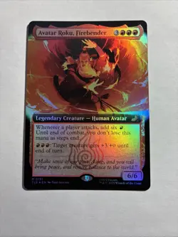 Avatar Roku, Firebender Extended Art Avatar: The Last Airbender Foil + 2 B Rares - Image 1