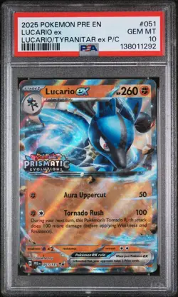 PSA 10 Gem Mint Lucario ex 051/131 Stamp Prismatic Evolutions Premium Collection - Image 1
