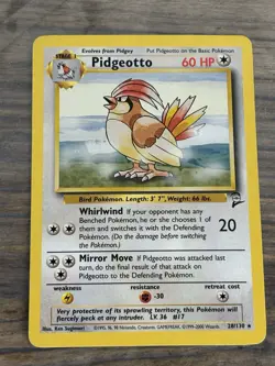 Pokemon TCG Pidgeotto – Jungle Set Unlimited 28/130 – WOTC 1999 – Vintage - Image 1