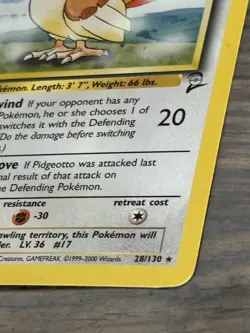 Pokemon TCG Pidgeotto – Jungle Set Unlimited 28/130 – WOTC 1999 – Vintage - Image 3