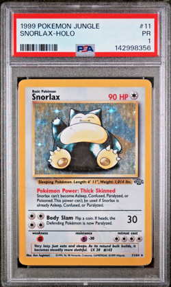 PSA 1 PR 1999 Pokemon Jungle Snorlax 11/64 Holo Foil Rare WOTC - Image 1
