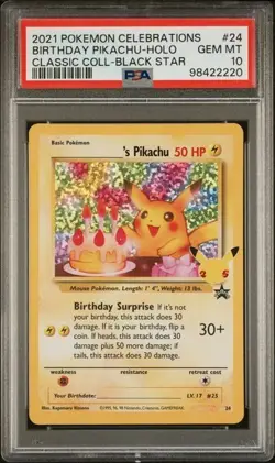 PSA 10 Birthday Pikachu #24 - Pokemon Celebrations - Pokemon TCG GEM MINT - Image 1